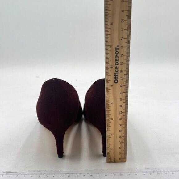 FSJ Wine Suede Kitten Heels Pointy Closed Toe Pumps Slip On Office Ladies Shoe - Picture 4 of 7